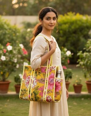 The quilted jhola bag