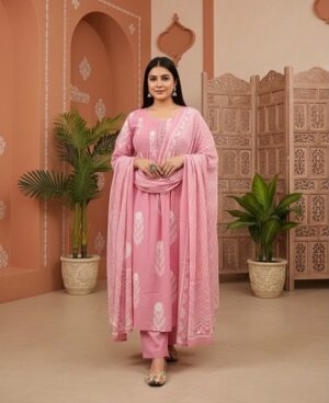 Pure Cotton Kurti Pant With Dupatta