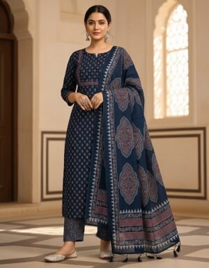 Pure Cotton Kurti Pant With Dupatta