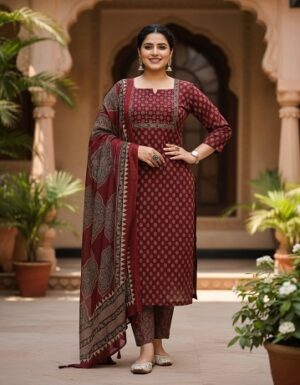 Pure Cotton Kurti Pant With Dupatta
