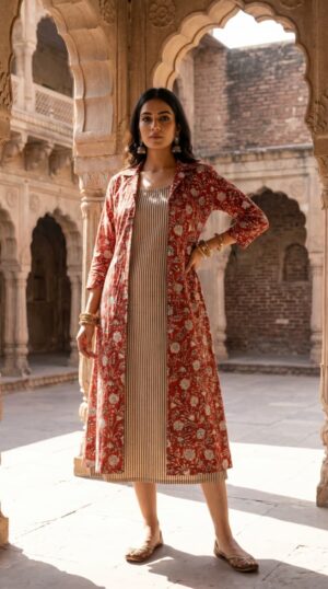 Pure Cotton Midi One Piece With Shrug