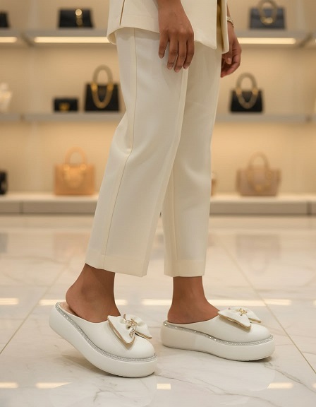 NEW LAUNCH CAPTOES WEDGES MULES WITH BOW