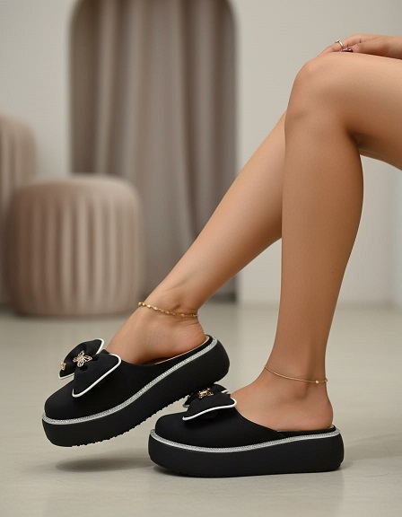 NEW LAUNCH CAPTOES WEDGES MULES WITH BOW